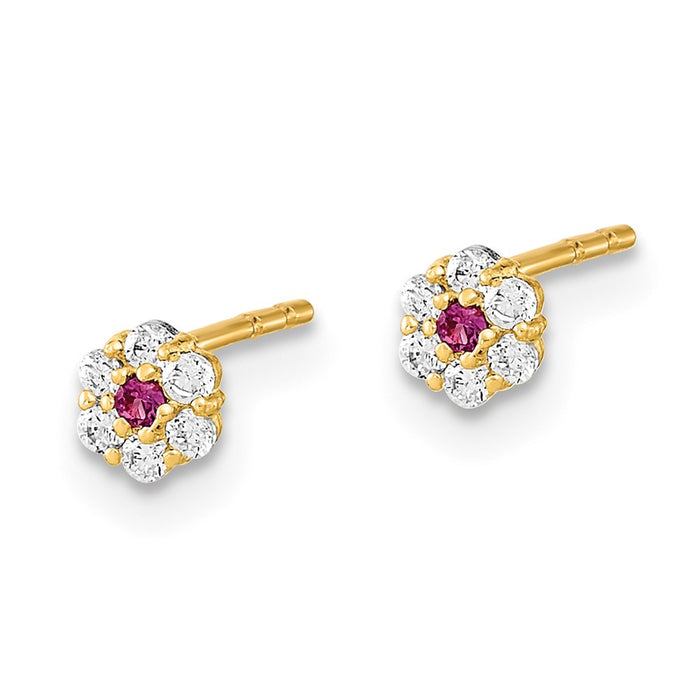 Shop Stylish 14K Gold Earring Set: 3-Pair Ball, CZ Flower, Cross Designs-4