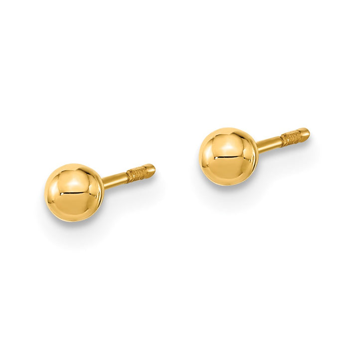 Shop Stylish 14K Gold Earring Set: 3-Pair Ball, CZ Flower, Cross Designs-5