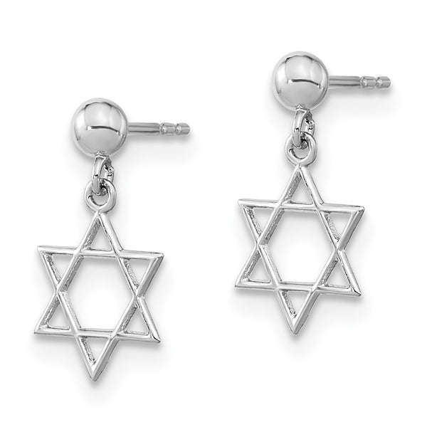 14K Gold Polished Star of David Dangle Earrings