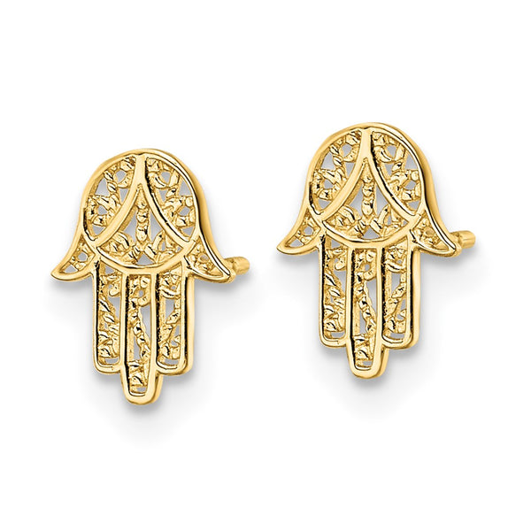 14K Gold Hamsa Stud Earrings