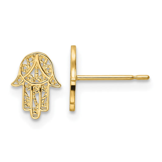 Shop Stylish 14K Gold Hamsa Stud Earrings - Affordable Luxury for You!