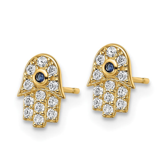 Buy 14K Gold Plated Hamsa Earrings | Stylish CZ & Blue Glass, Affordable Luxury