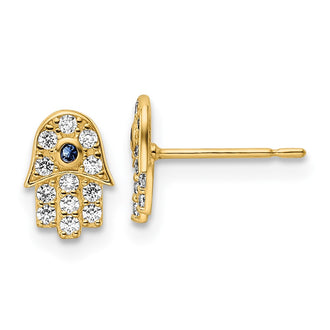 Buy 14K Gold Plated Hamsa Earrings | Stylish CZ & Blue Glass, Affordable Luxury