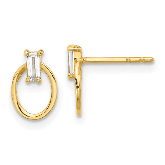 Buy Designer 14K Gold Polished Oval CZ Stud Earrings - Stylish and Affordable!