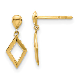 High-Quality 14K Gold Polished Diamond-Shaped Dangle Earrings - Stylish Value!