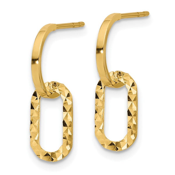 14K Gold J-Hoop Dangle Earrings - 14K, Polished, Lightweight