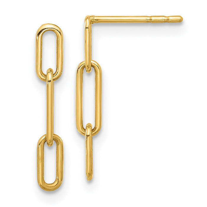 Exclusive 14K Gold Polished Open Link Dangle Earrings | Stylish Luxury Value-1