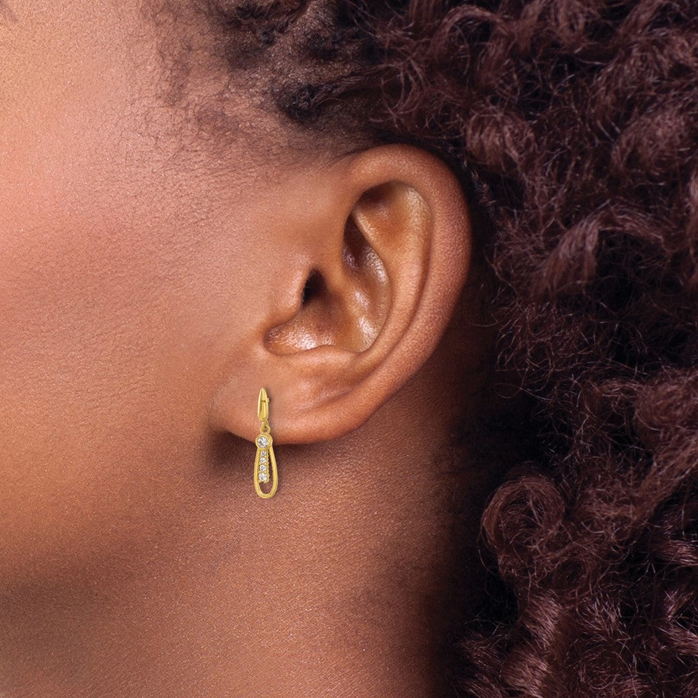 High-Quality 14K Gold Polished Teardrop CZ Drop Earrings - Stylish Value