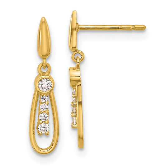 High-Quality 14K Gold Polished Teardrop CZ Drop Earrings - Stylish Value