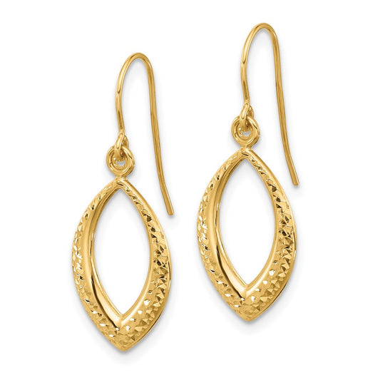 Designer 14K Gold Diamond-Cut Dangle Earrings - Stylish & Affordable Luxury