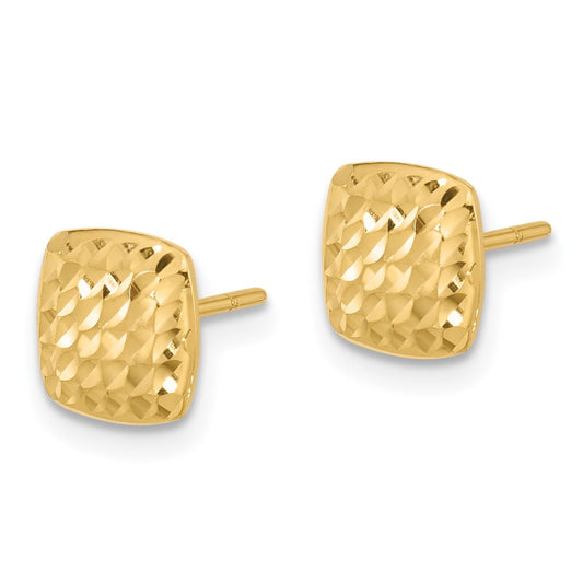 High-Quality 14K Diamond-Cut Square Stud Earrings - Stylish Value Addition