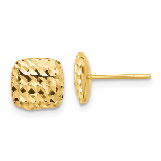 High-Quality 14K Diamond-Cut Square Stud Earrings - Stylish Value Addition