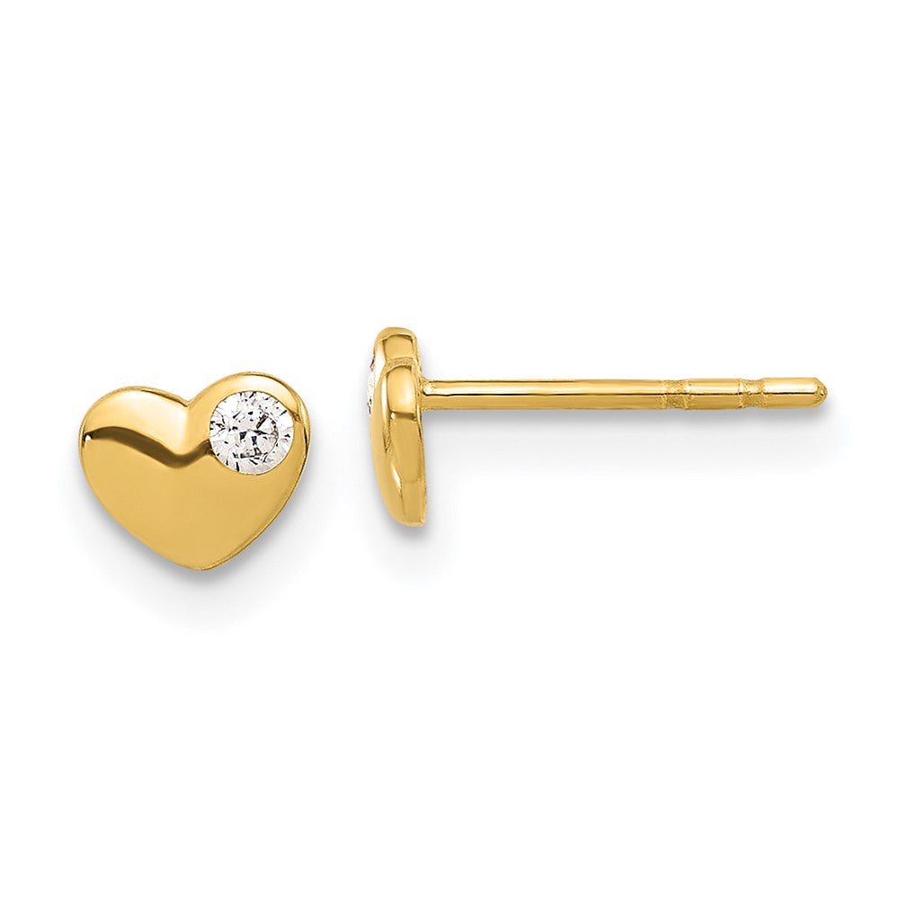 Buy Stylish 14K Gold Heart-Shaped CZ Stud Earrings - Affordable Luxury!