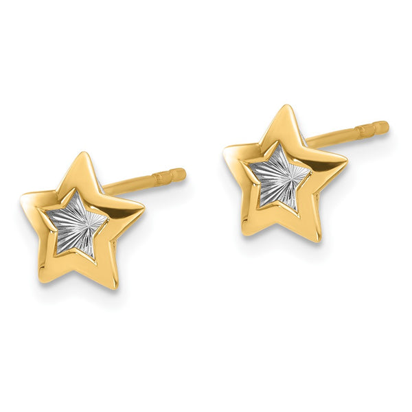 14K Gold Rhodium-Plated Star Stud Earrings