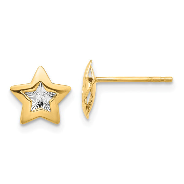 14K Gold Rhodium-Plated Star Stud Earrings