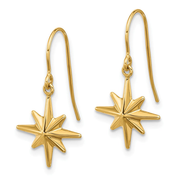 14K Gold Star Dangle Earrings - Style GR1-1020763