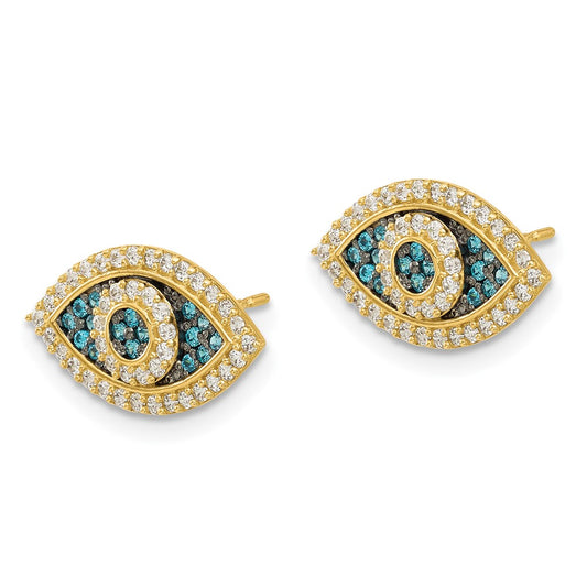 Buy Stylish 14K Black Rhodium-Plated Evil Eye Earrings - 0.85mm, CZs