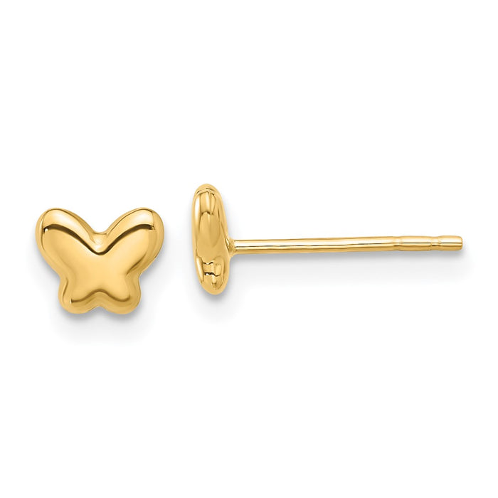 High-Quality 14K Gold Polished Butterfly Stud Earrings - Stylish & Affordable!-1