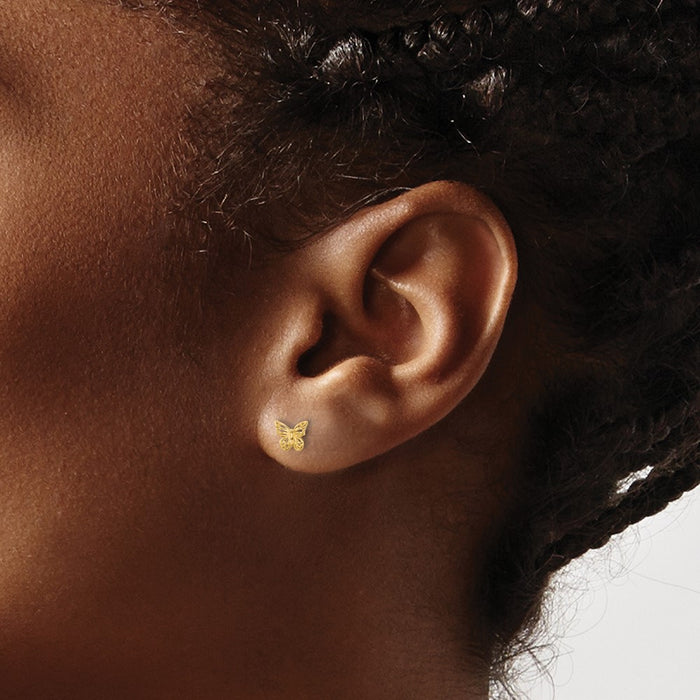 Buy Exclusive 14K Gold Polished Butterfly Stud Earrings - Stylish Value, 0.85mm-3