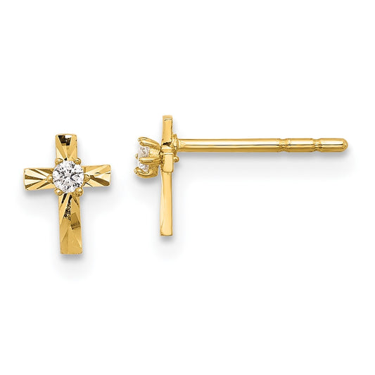 High-Quality 14K Gold Cross Post Earrings with Cubic Zirconia | Stylish Value