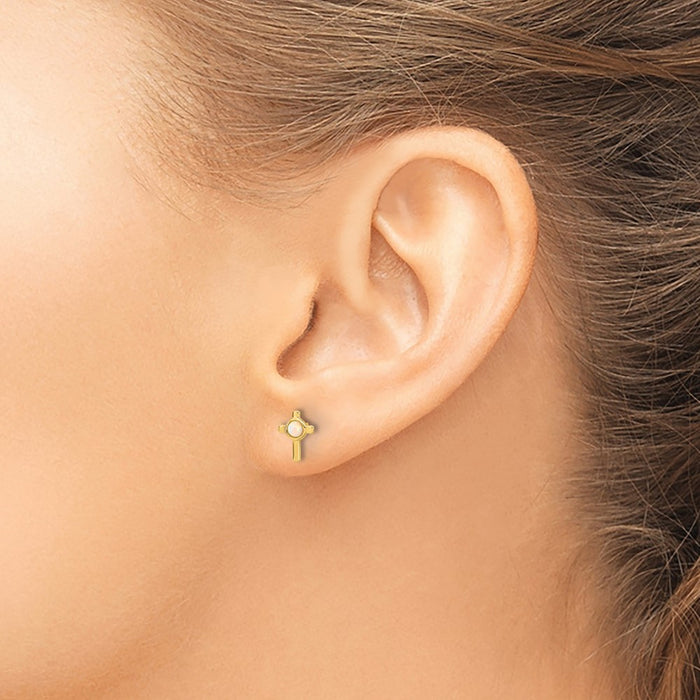 Shop Stylish 14K Gold Created Opal Cross Stud Earrings - Affordable Luxury!-3