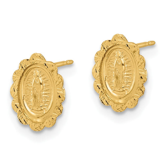 Exclusive 14K Gold Diamond-Cut Miraculous Medal Stud Earrings - Stylish Value