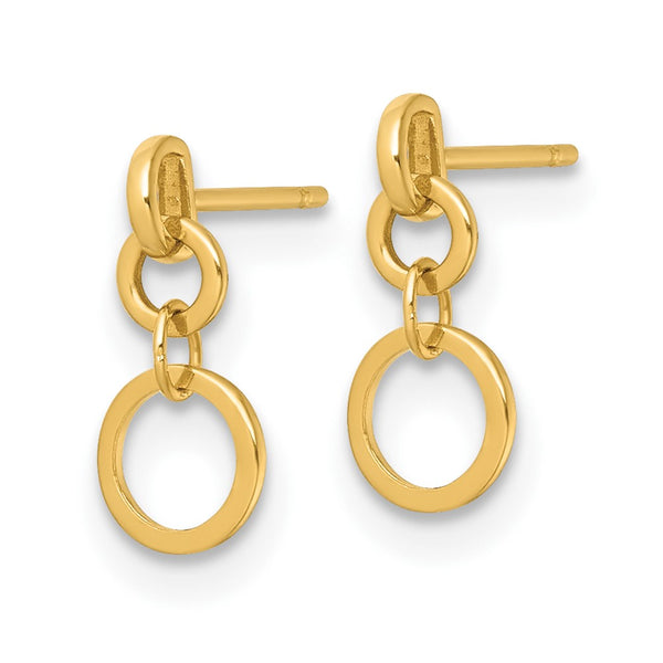14K Gold Polished Circle Dangle Earrings - Style GR1-1020784