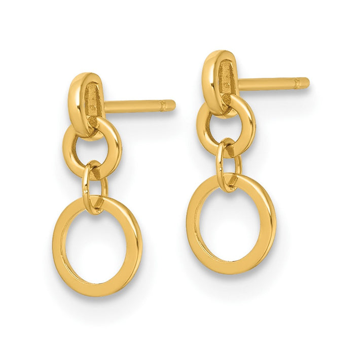 Shop Stylish 14K Gold Polished Circle Dangle Earrings - Affordable Luxury-2