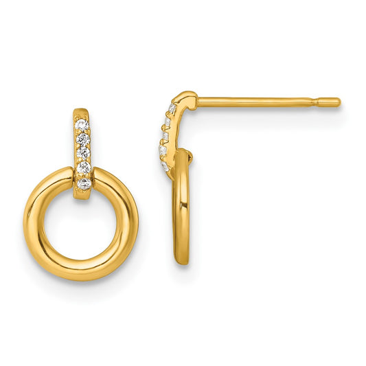 Shop Stylish 14K Gold Polished CZ Circle Drop Earrings - Exclusive Value!