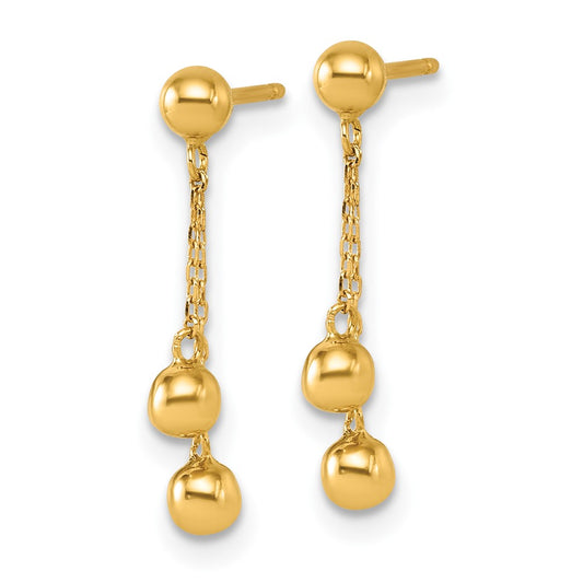 Buy Stylish 14K Gold Polished Dangle Ball Earrings - 1.5" Length, Luxury Look