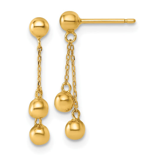 Buy Stylish 14K Gold Polished Dangle Ball Earrings - 1.5" Length, Luxury Look