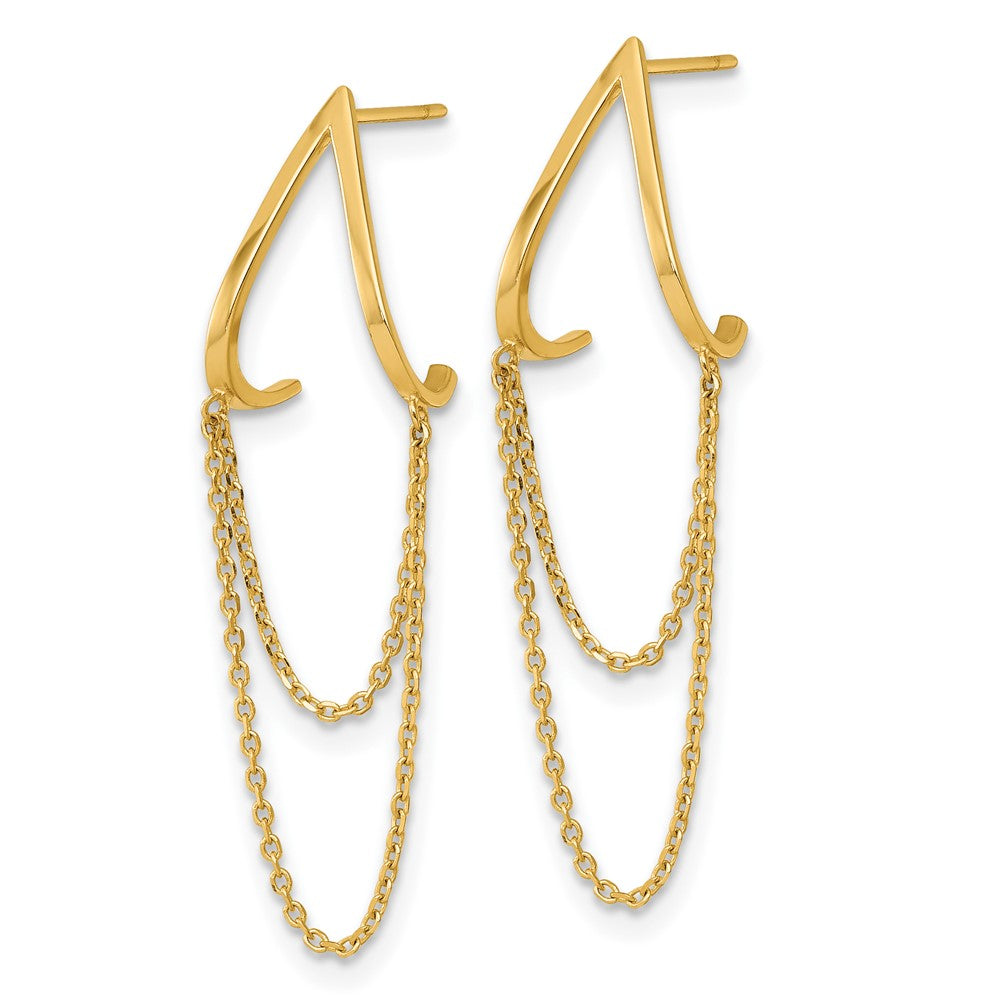 Buy Stylish 14K Gold Polished V-Shaped Dangle Earrings - Luxury Value Design