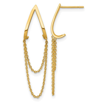 Buy Stylish 14K Gold Polished V-Shaped Dangle Earrings - Luxury Value Design