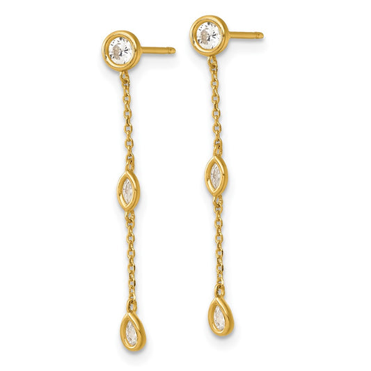 Shop Exclusive 14K Gold CZ Dangle Earrings - Stylish Bezel Design, 3 Shapes