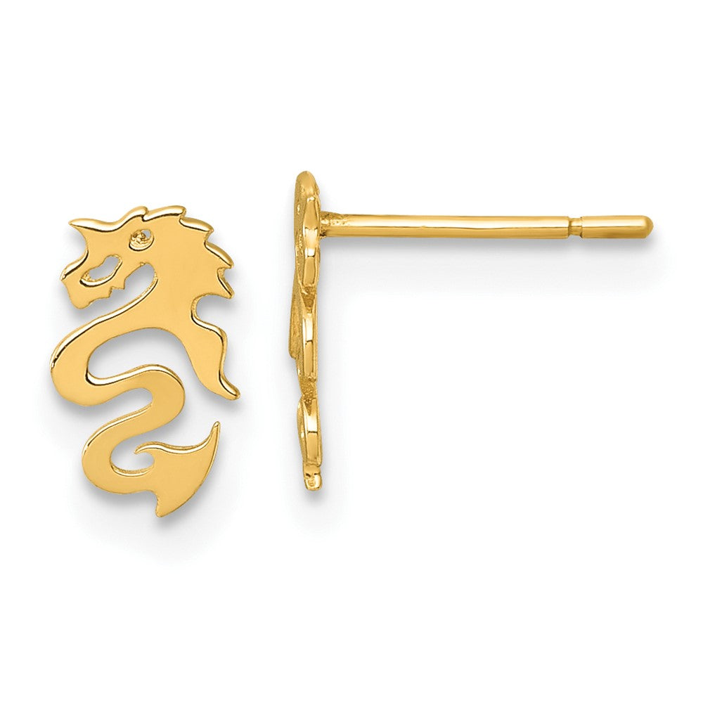 Exclusive 14K Gold Polished Dragon Stud Earrings - Stylish Luxury Jewelry