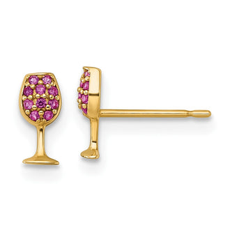 Shop Stylish 14K Gold Polished Lab-Created Ruby Wine Glass Post Earrings