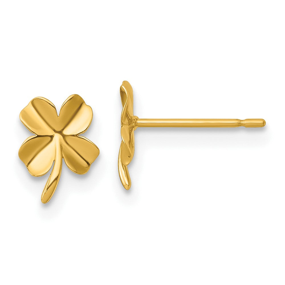 Buy Stylish 14K Gold Polished Four Leaf Clover Stud Earrings - Value & Quality!