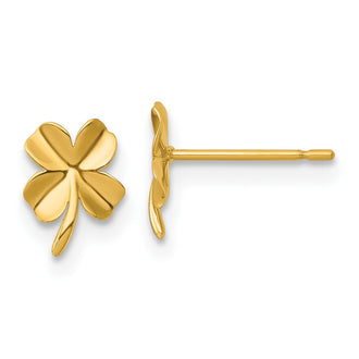 Buy Stylish 14K Gold Polished Four Leaf Clover Stud Earrings - Value & Quality!