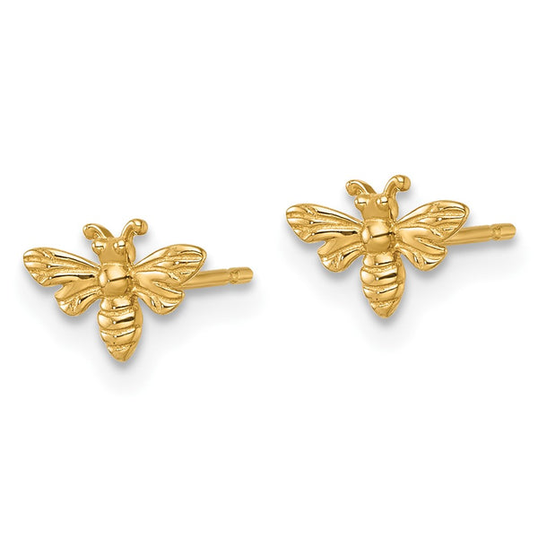 14K Gold Polished Honey Bee Stud Earrings