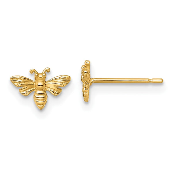 14K Gold Polished Honey Bee Stud Earrings