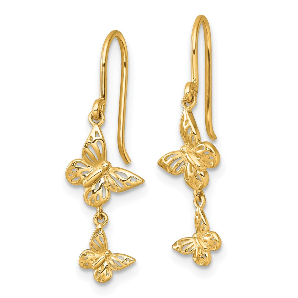 Buy Stylish 14K Gold Double Butterfly Dangle Earrings - High-Quality Design