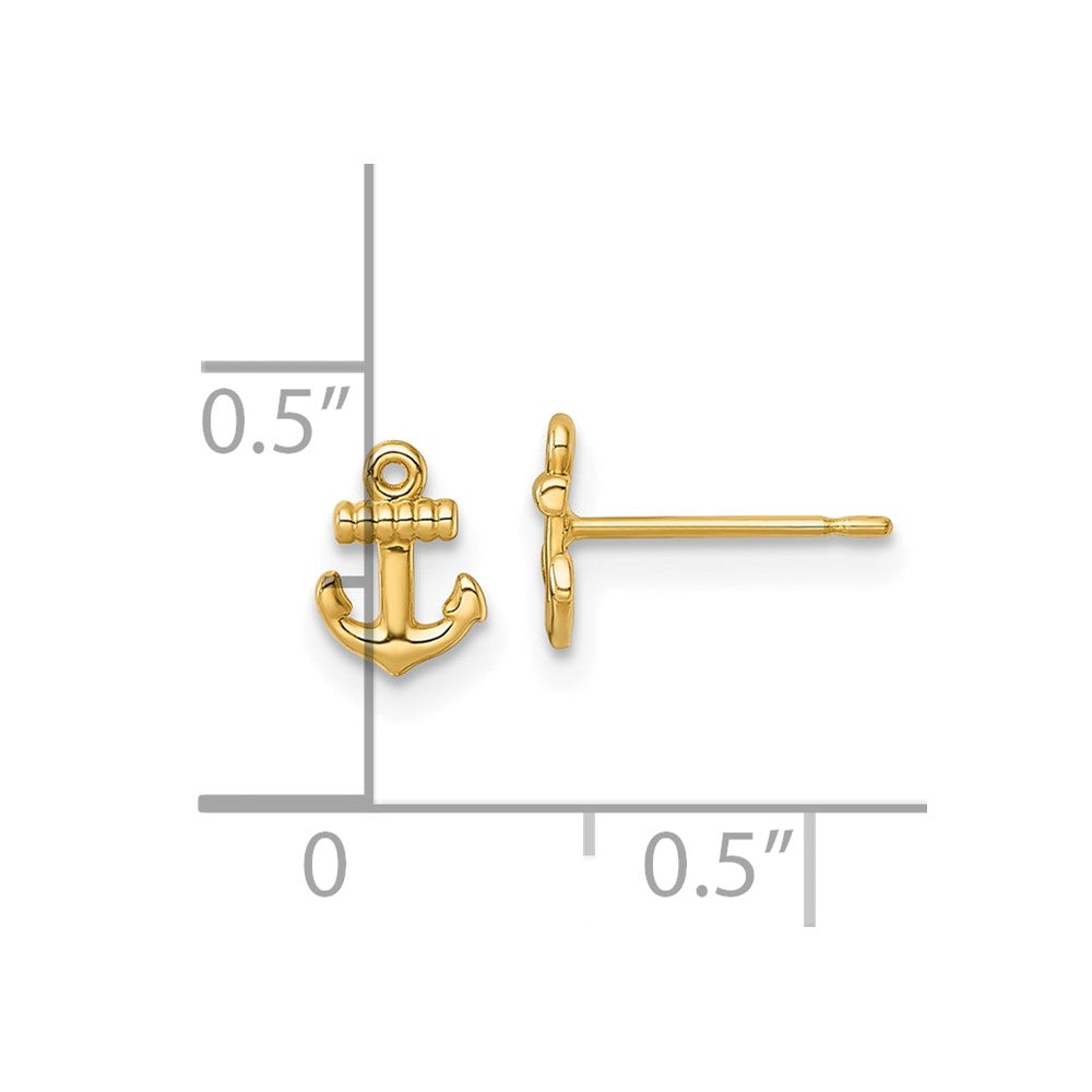 Buy Exclusive 14K Gold Polished Anchor Stud Earrings - Stylish & Affordable!