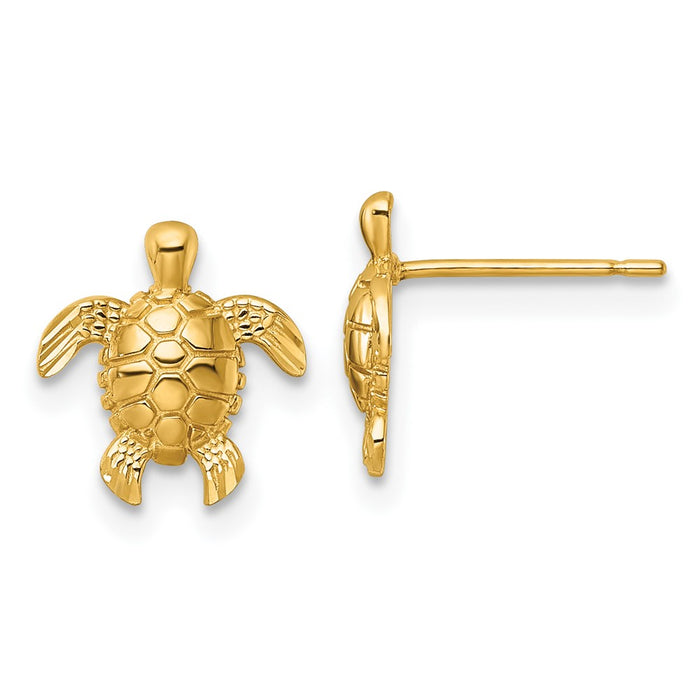 Buy Exclusive 14K Gold Polished Diamond-Cut Turtle Stud Earrings - Stylish Value!-1