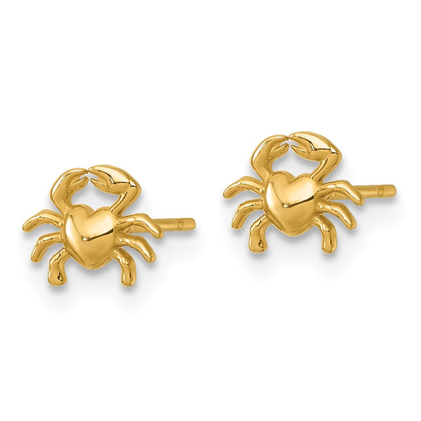 14K Gold Polished Crab Stud Earrings