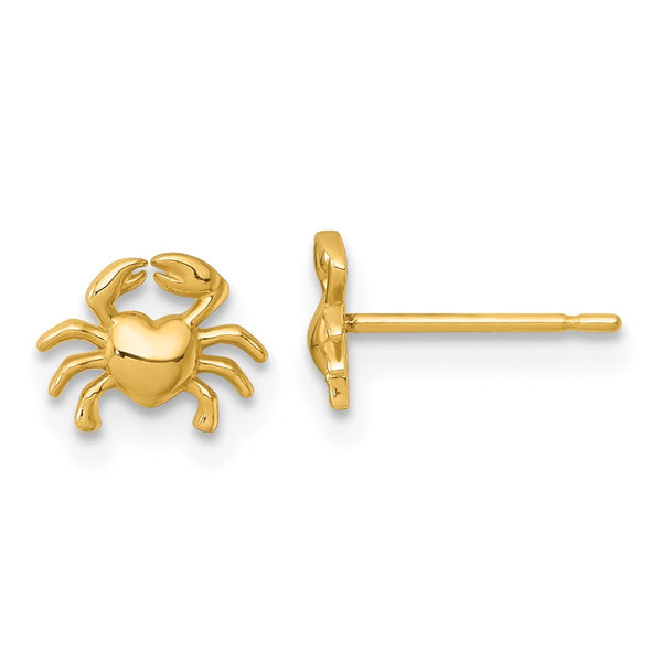 14K Gold Polished Crab Stud Earrings