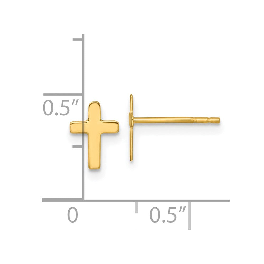 Designer 14K Gold Polished Latin Cross Stud Earrings - Stylish Value Buy!
