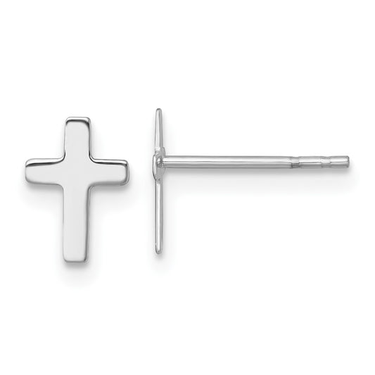 Buy Stylish 14K White Gold Polished Latin Cross Stud Earrings - Luxury Value