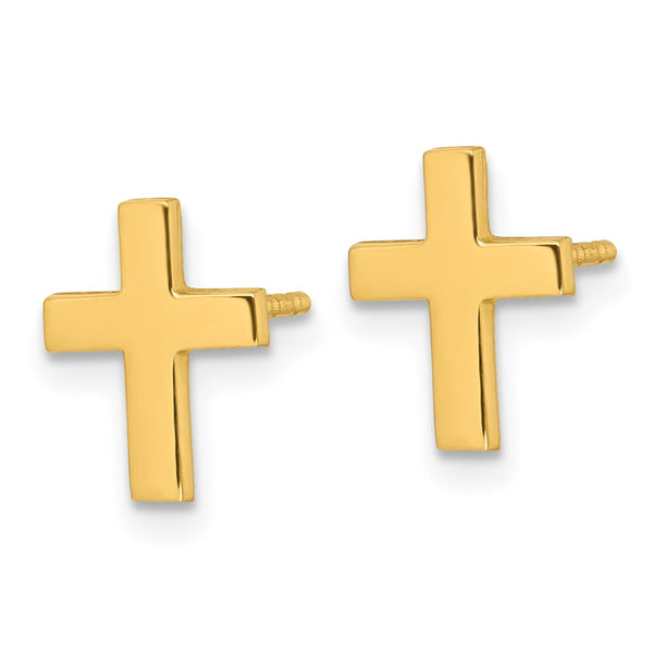 14K Gold Polished Latin Cross Stud Earrings - Style GR1-1020788