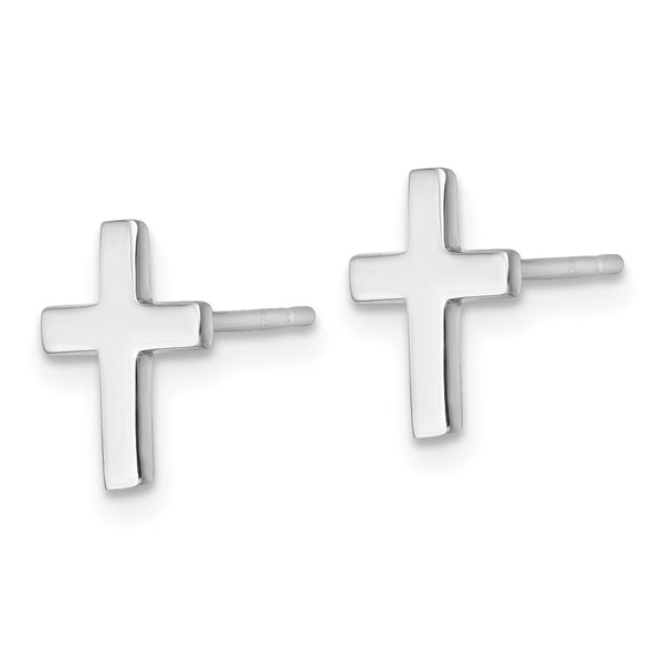 14K White Gold Latin Cross Stud Earrings