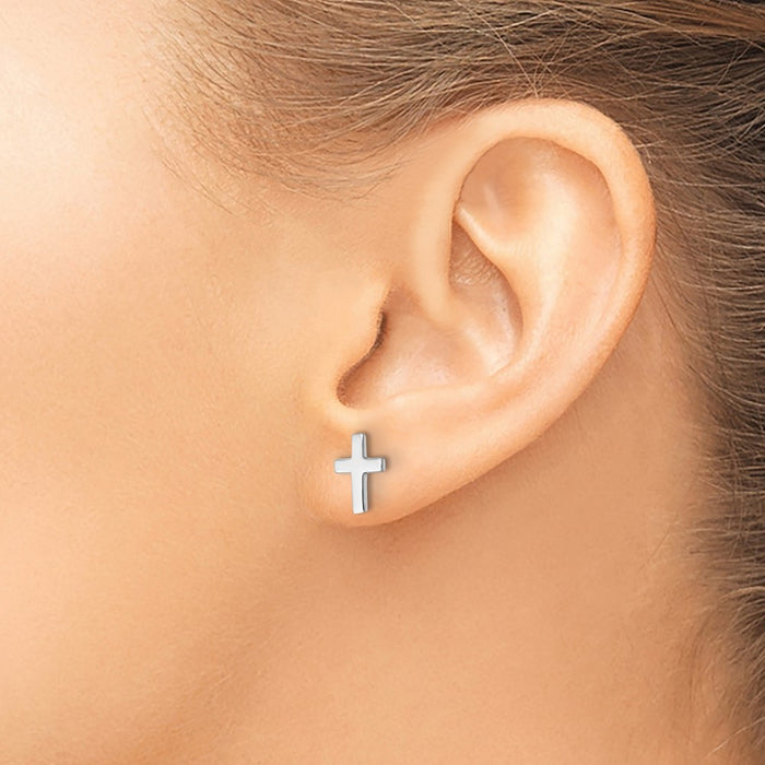 Shop Exclusive 14K White Gold Latin Cross Stud Earrings - Stylish & Affordable-3